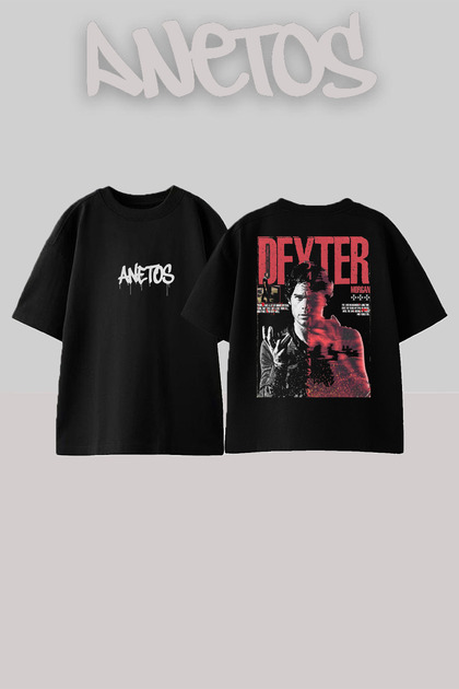 Dexter 10 Design Back Printed Cotton Black Oversize T-Shirt