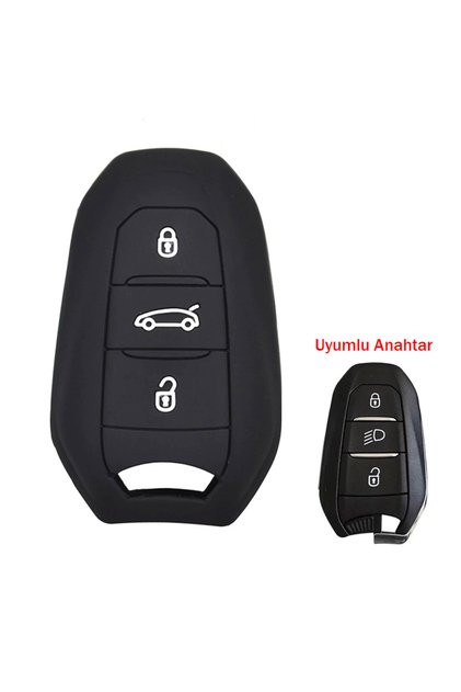Peugeot 208 308 508 3008 5008 Compatible Silicone Auto Key Remote Control Case Black