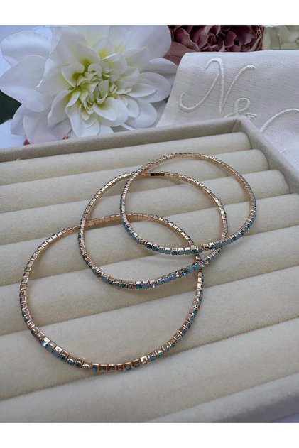 Zircon Stone Sparkling Waterway Flexible Bracelet (3 Pieces)