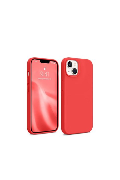 iPhone 15 Compatible Launch Case with Velvet Inside, Camera Raised Silicone Red Phone Case