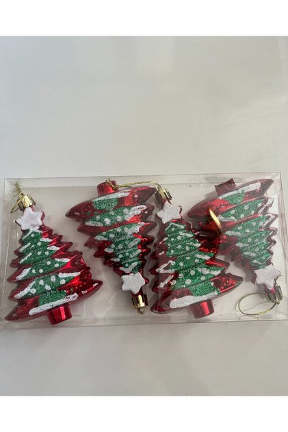 Christmas Ornament Set of 4 10 cm Pine Trees