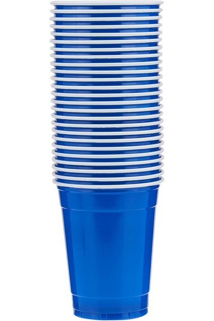 Blue Plastic Cups, 12 oz, Durable Disposable Cold Drink Cups for Parties and Events