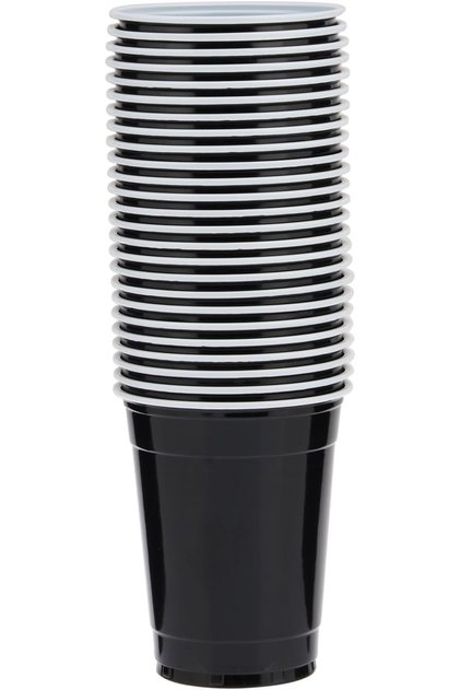 Black Plastic Cups, 12 oz, Durable Disposable Cold Drink Cups for Parties and Events