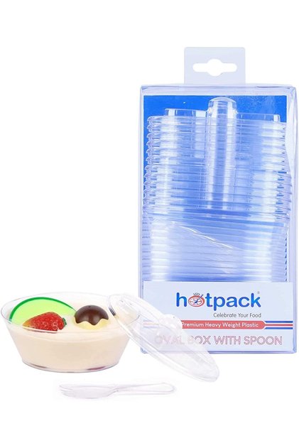 Tall Oval Shaped Plastic Clear Dessert Cups 10Pieces