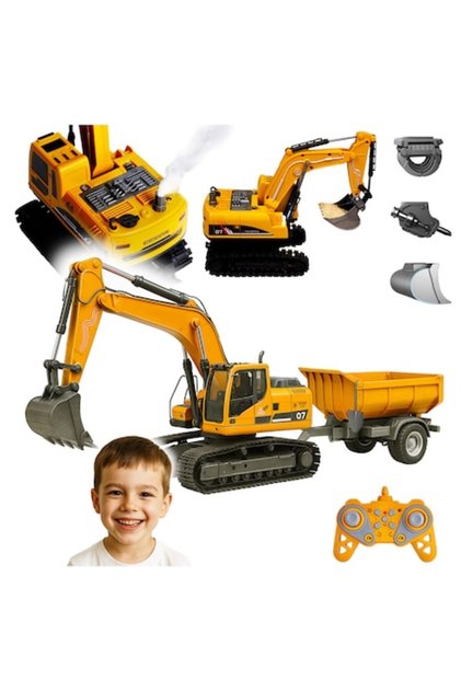 Set de echipamente de construcții RC pentru copii CIUPIGo® - Excavator pe șenile cu basculanta