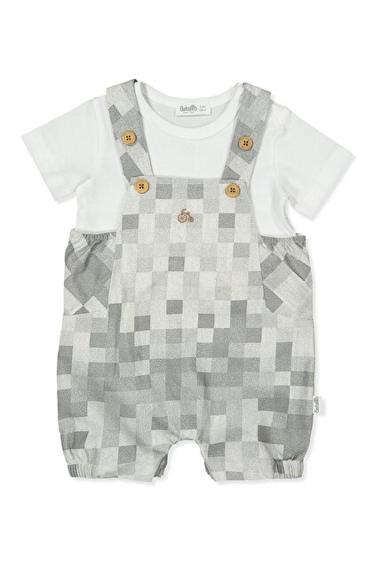 طقم سالوبيت منسوج من قطعتين (مقاس مربع) رمادي اللون