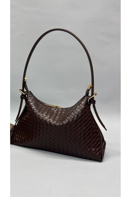 The Moiss Brown Knitted Pattern Soft Hand and Shoulder Bag