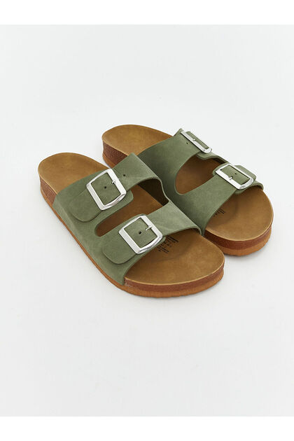 Lcw Steps Khaki Suede Look Women's Slippers