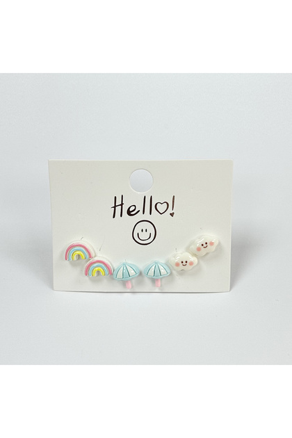 3 Pairs of Children's Earrings Animal Children's Earrings