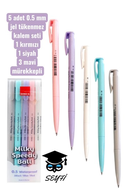 5 adet 0.5 mm jel tükenmez kalem seti 1 kırmızı 1 siyah 3 mavi mürekkepli