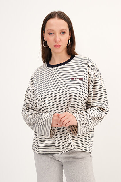 Addax Çizgili Uzun Kollu T-shirt P10522 - Fiyatı, Yorumları