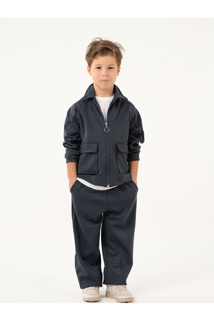Boy's Pocket Anthracite Soft Modal Tracksuit Set