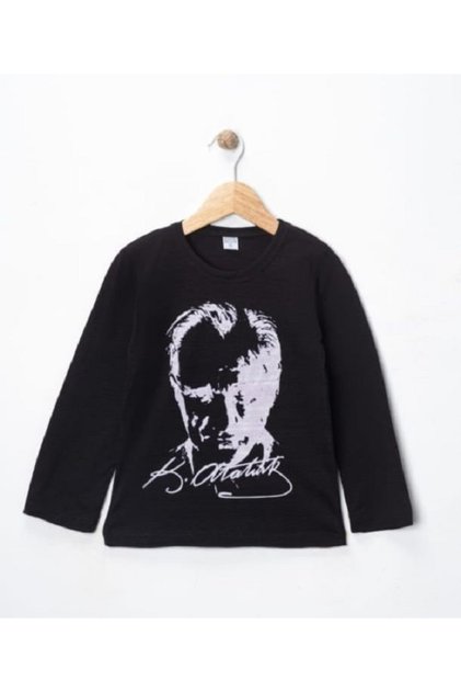 Unisex Crew Neck Ataturk Printed Long Sleeve T-Shirt