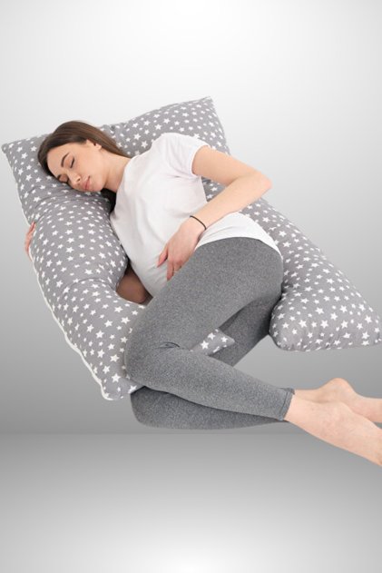5-Zone Supported Pregnancy Pillow and Bed in Star Gray Color