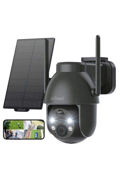 ieGeek 2K ηλιακή κάμερα παρακολούθησης, 360°, έγχρωμη νυχτερινή όραση, ασύρματη, μπαταρία 5200mAh