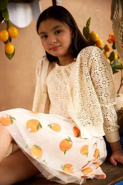 Fruit-Embellished Girls' Skirt