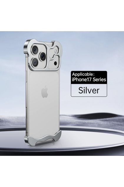 iPhone17 Silver Luxury Irregular Metal Bumper Phone Case For iPhone 17 Air Pro Max Aluminum Shockpro