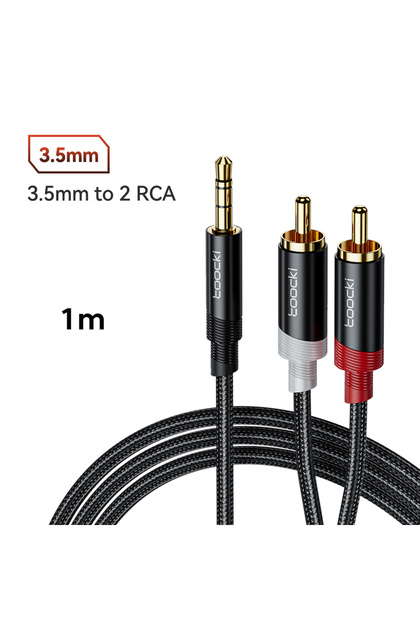 3 Section 1m Black RCA Audio Cable 3.5mm Male to 2RCA Splitter Aux Cable 2RCA Speaker