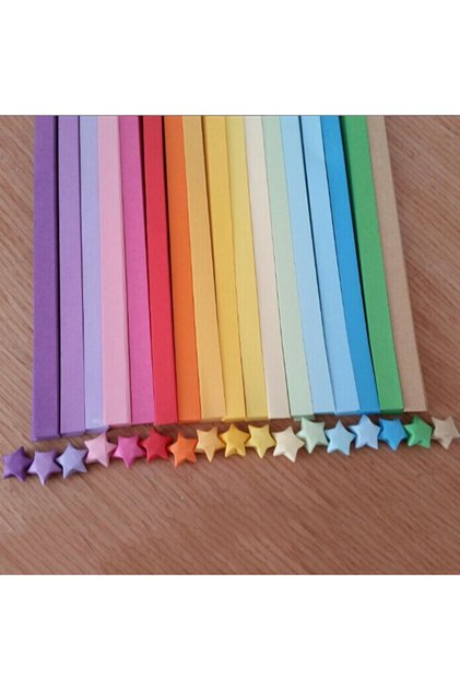 J-SH-HG-163 Origami Lucky Star Ribbons Colors Strips Paper Folding Kit Lucky Wish Star Decoration Wi