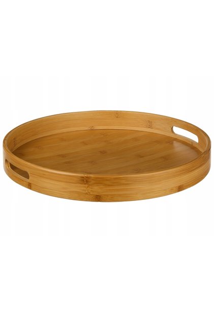 Tavă rotundă de servire 5Five din bambus și MDF, diametru 40 cm, maro