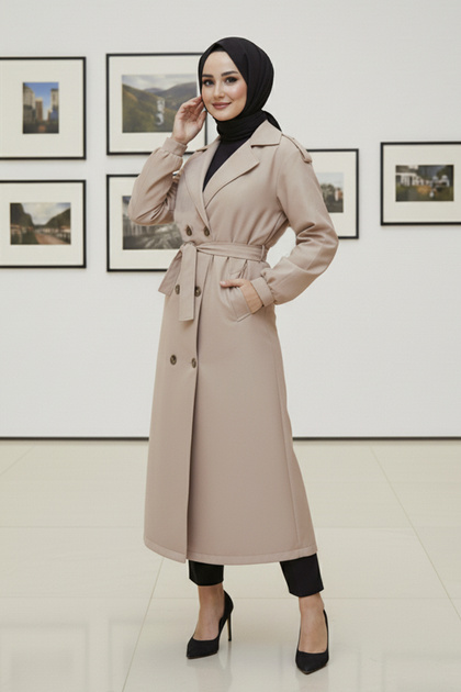Seasonal Belted Trench Coat 5854-1 Beige