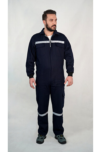 Gabardin Kumaş Reflektörlü İşçi Tulumu ( İsme Özel Baskı Yapılır )