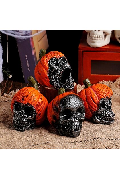 Set 4 decoratiuni Craniu de dovleac de Halloween din rasina,