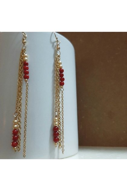 Long Stylish Pearl Earrings with Chain – Elegant Design Women's Jewelry Accessory