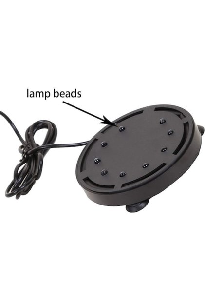 Piatră de aer LED rotundă pentru acvariu, RGB multicolor, 10,5 cm, alimentare USB, cu ventuze