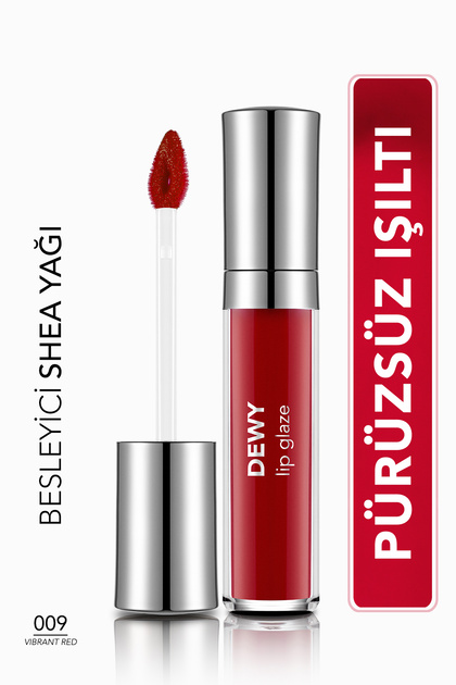 Dewy Lip Glaze Nemlendirici Etkili Yarı Transparan Dudak Parlatıcısı - 009 VIBRANT RED