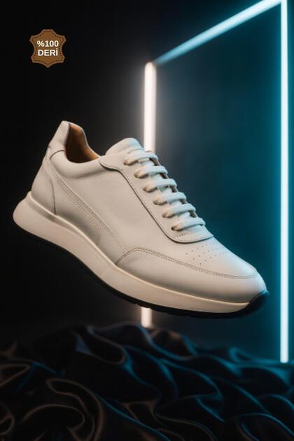 White 100% Leather Lace-Up Casual Shoes 1033250157