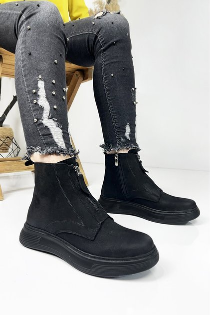 Genuine Leather Women's Daily Zippered Boots Dc2628