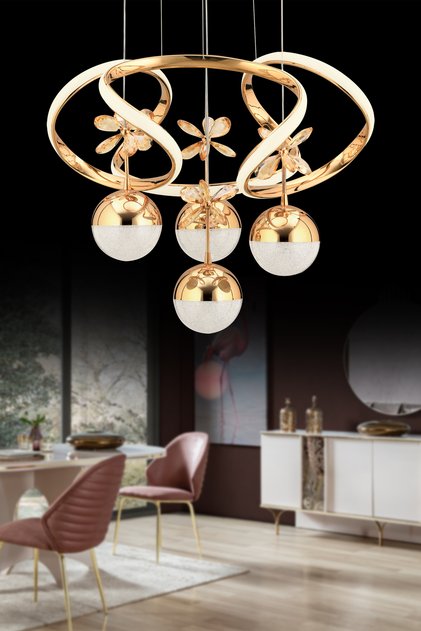 Rodin Power Gold Modern Beyaz Ledli Modern Lüx Modern Led Avize