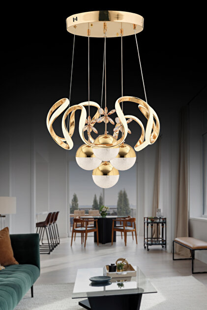 DEKORLİVE Modern Sarkıt Arya İthal Luna 4 Top Ledli Sarkıt Avize