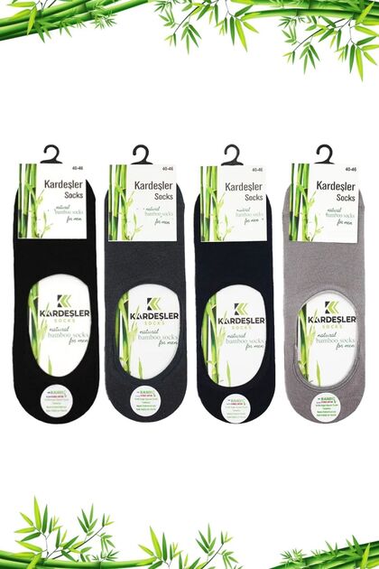 Men's Bamboo Ballet Assortment Colorful Socks Stitch-Free Invisible Anti-Slip Heel Silicone Pack of 4