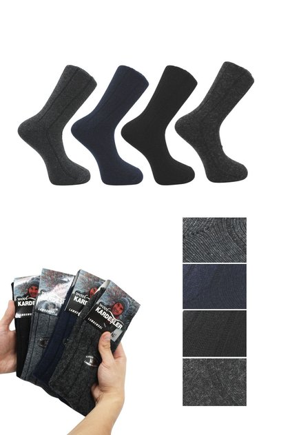 Men's Lambswool Wool Winter Socks Multi-Colored 4-Pack