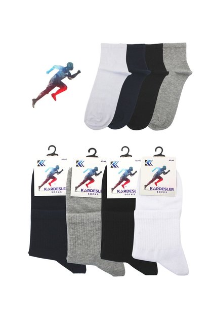 Men's Half Socks Tennis College Multicolored Cotton Plain Socks 4 Pack