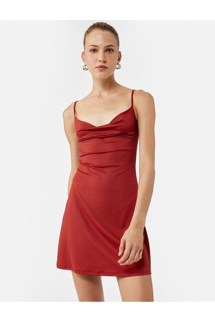 Mini Dress with Peplum Neckline and Straps