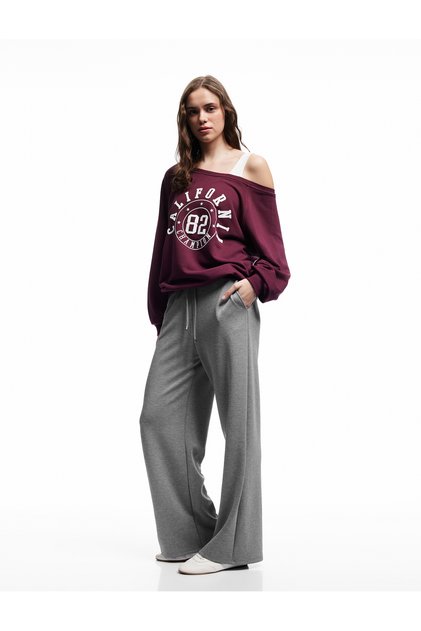 Regular Fit Modal Blend Pockets Tie Waist Straight Loose Leg Sweatpants