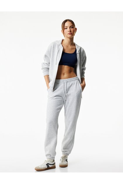 Elastic Waist Pocket Detailed Raised Basic Jogger Sweatpants