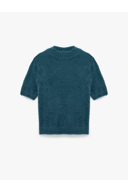 Lightweight Stand Collar Short Sleeve Knitwear Plush Sweater