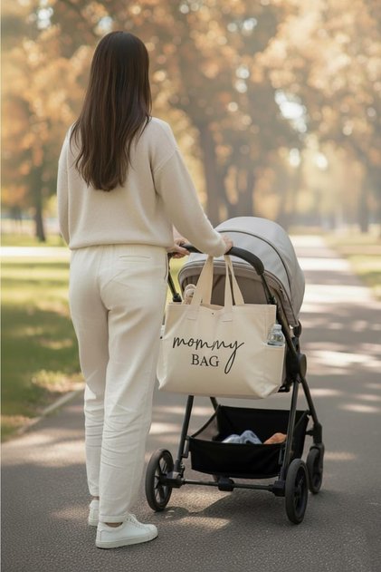 Kanvas Mommy Bag Baskılı Büyük Boy Çanta.