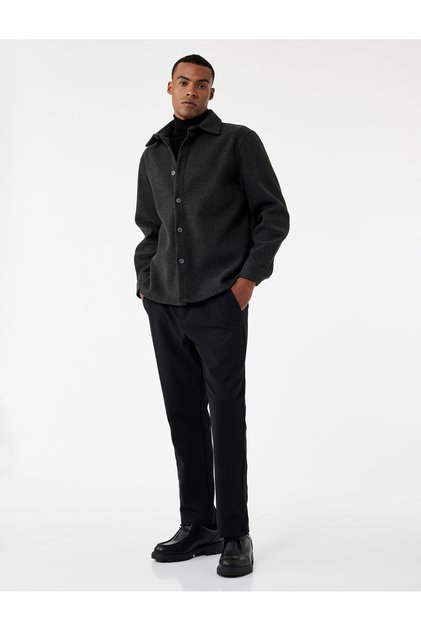 Slim Fit Pocket Detailed Buttoned Non-Iron Flexible Fabric Trousers
