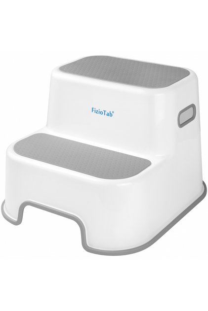Scaunel Copii Inaltator WC in Doua Trepte FizioTab®, Suprafata Antialunecare, Alb-Gri
