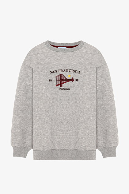 Quzu California Nakışlı Oversize Sweatshirt Grimelanj - Fiyatı
