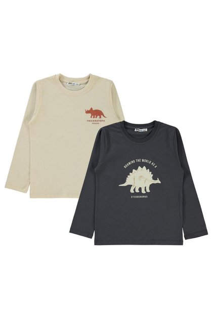 Civil Boys' Dino Printed 2-Piece Sweatshirt | Single Jersey Long Sleeve | School Nursery and Daily Use