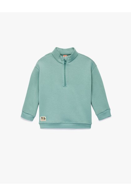 Shardonlu Long Sleeve Half Zipper Stand Collar Oversize Sweatshirt