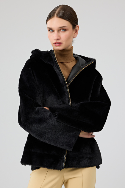 Derimod Gardena Kadın Siyah Çift Taraflı Teddy Mont 24WGD5241FF