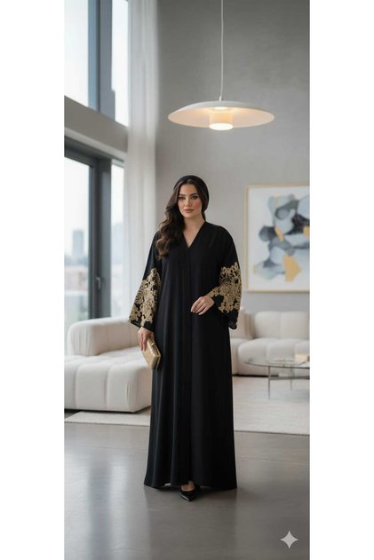 Hijap Şık Ve Kaliteli Dubai Ipeği Şallı Abaya Ferace GOLD PUL PAYET Detaylı Boy 150 Cm