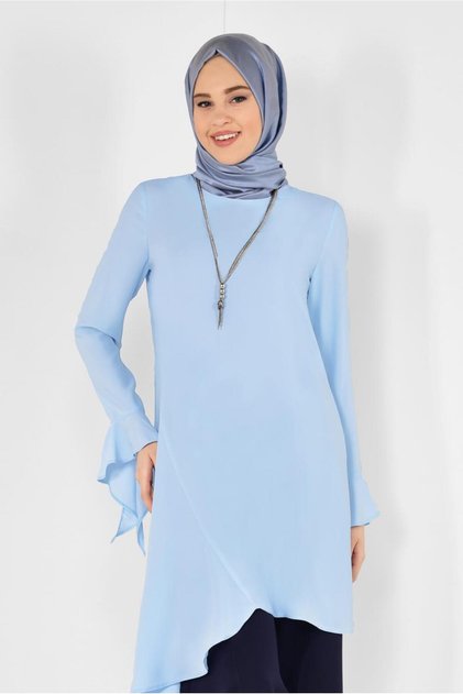Asymetric Cut Pillise Detail Tunic 4852